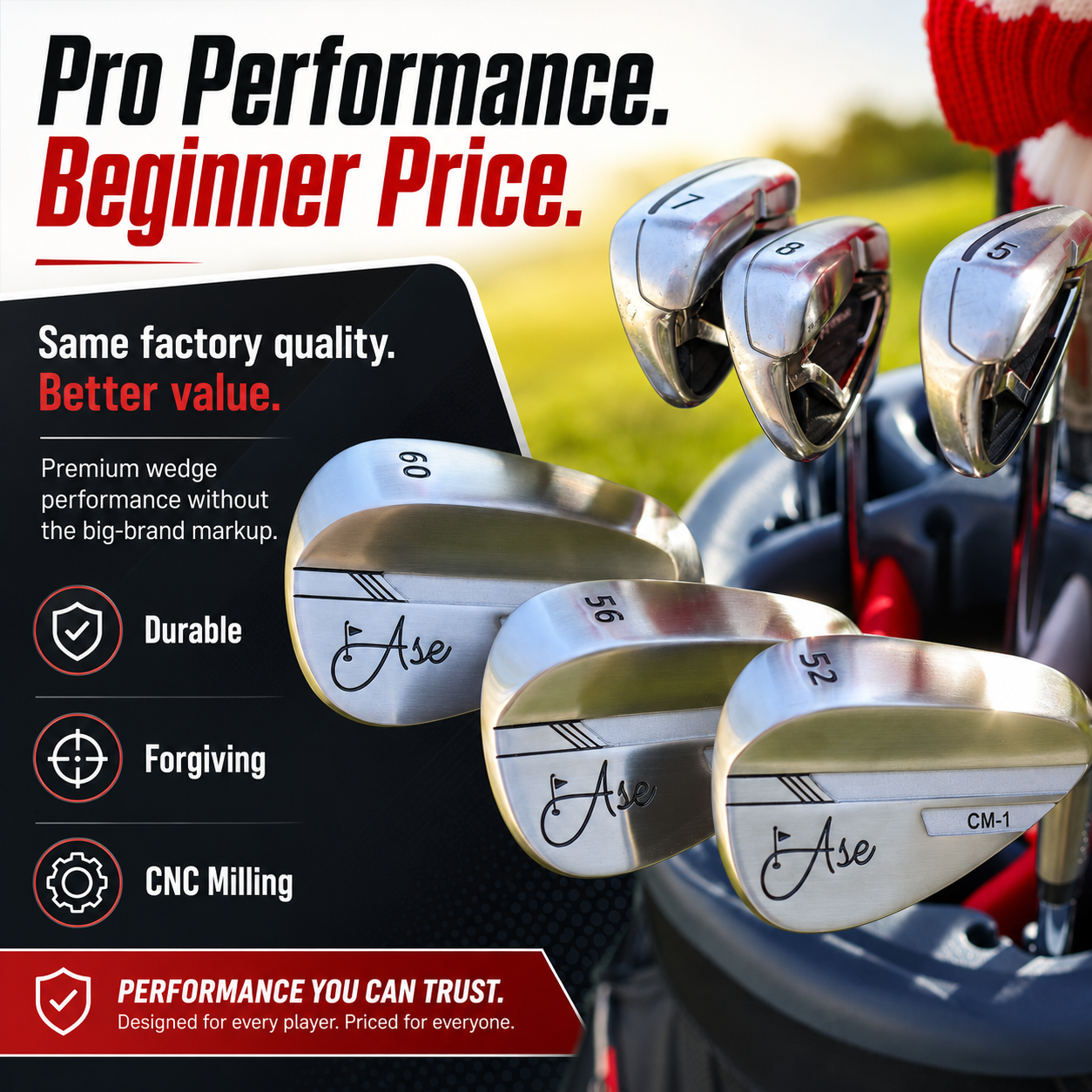 Ase Golf CM-1 Single Wedge (50,52,54,56,58,60)